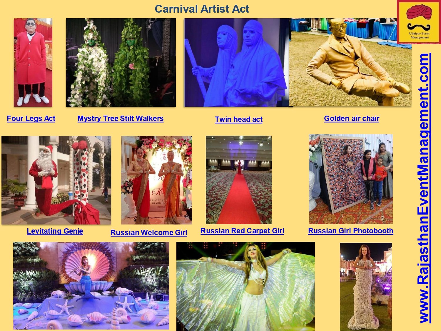 Carnival Artist Acts — Stilt Walkers, Four Legs & Mystery Tree